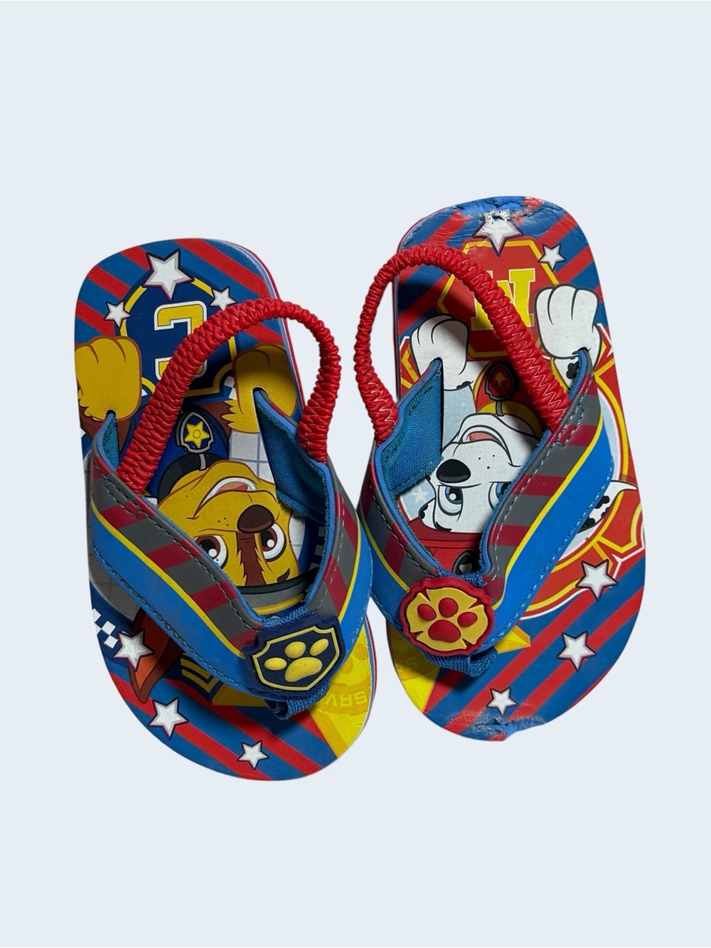 Toddler Size 5-6 Paw Patrol Red & Blue Character Flip Flop Sandals LIKE NEW! - Picture 3 of 4